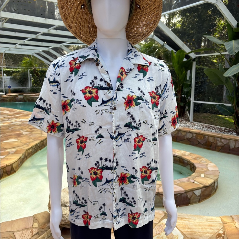 Guy Harvey Floral Print Hawaiian Shirt